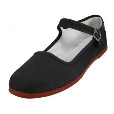 T2-114L-B - Wholesale Women's "Easy USA" Cotton Upper Classic Mary Jane Shoes (*Black color) *Available In Single Size